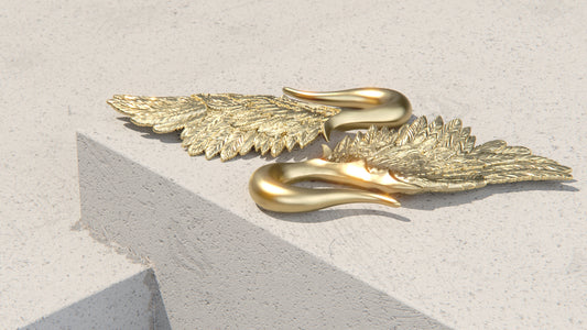 Pesas para orejas de ala de ángel - Oro de 9 quilates