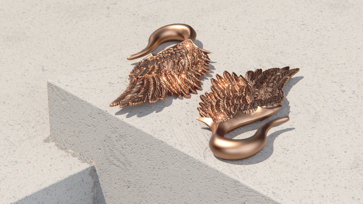 Wings Of The Fallen Ear Weights - 9ct & 14ct Rose Gold