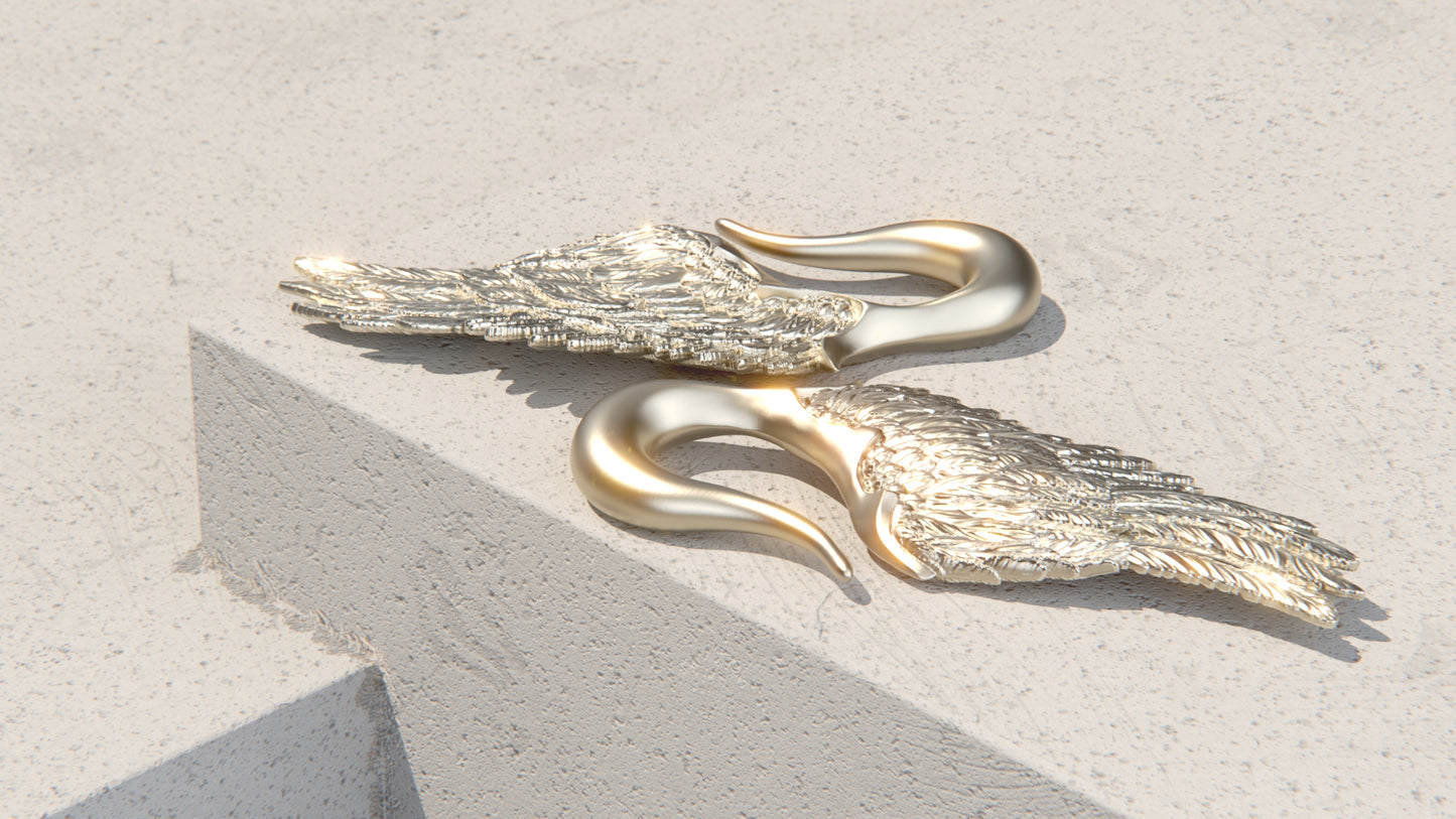 Wings Of The Fallen - Ear Weights - 9ct & 14ct White Gold