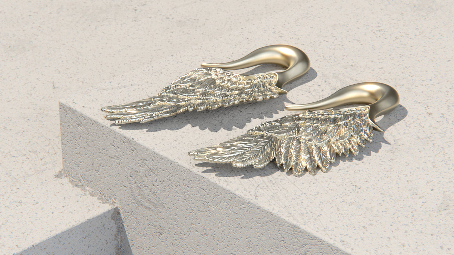 Wings Of The Fallen - Ear Weights - 9ct & 14ct White Gold