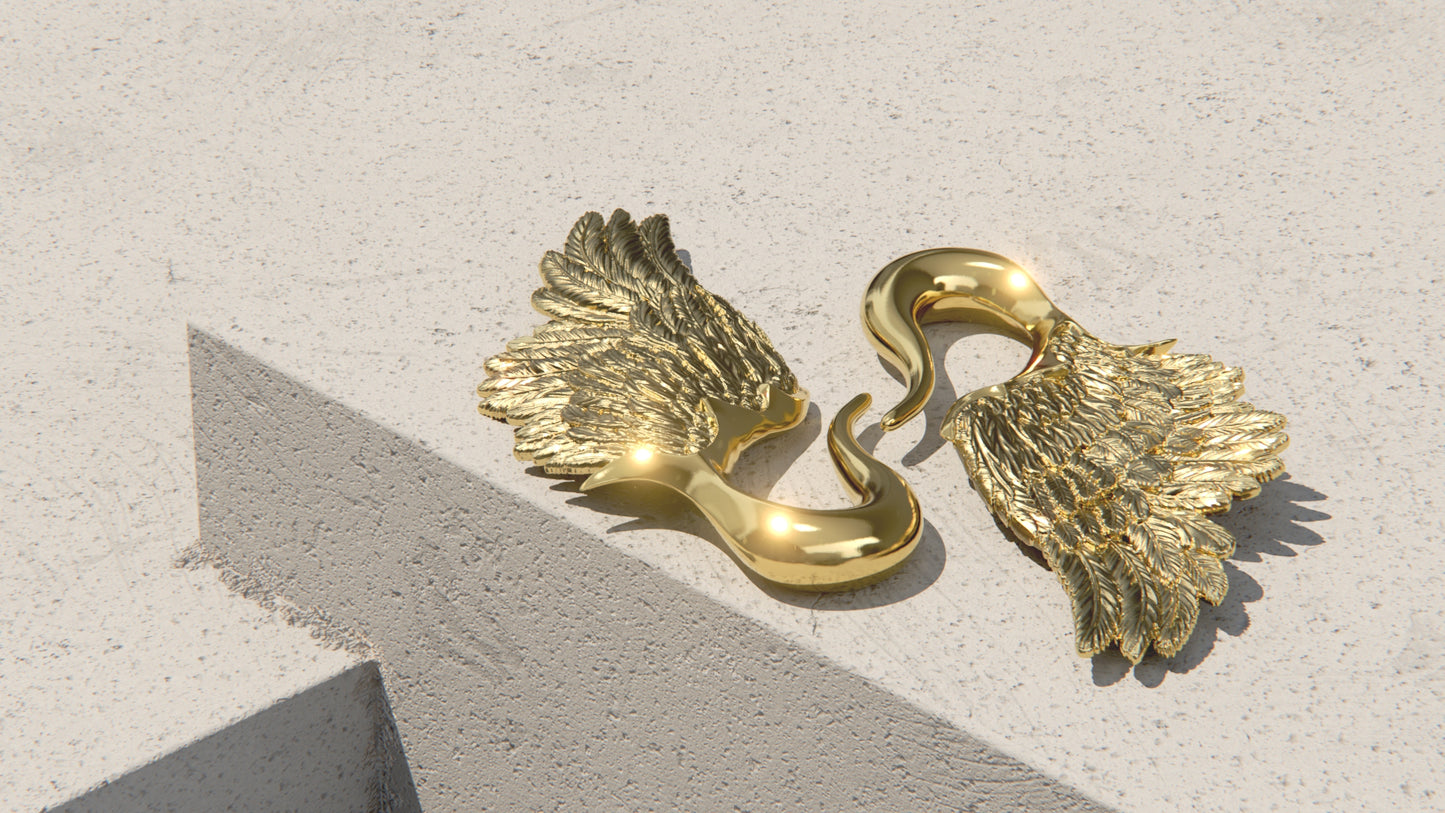 Wings Of The Fallen - Ear Weights - 9ct & 14ct Gold