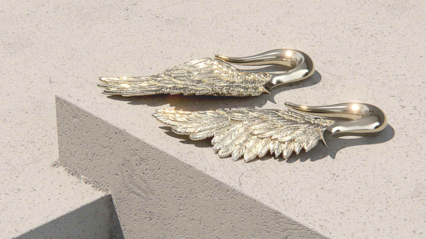 Wings Of The Fallen - Ear Weights - 9ct & 14ct White Gold