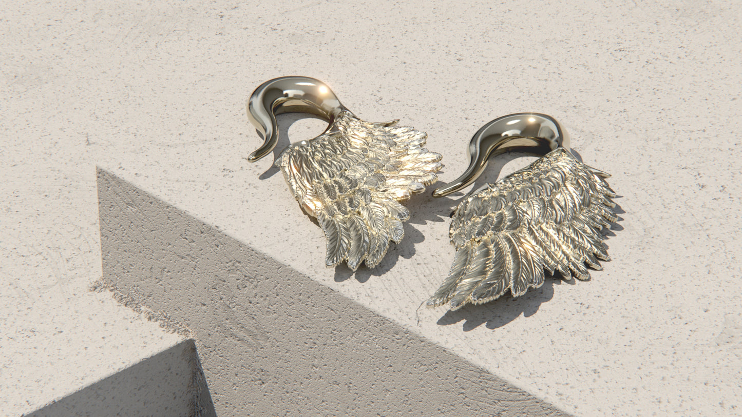 Wings Of The Fallen - Ear Weights - 9ct & 14ct White Gold