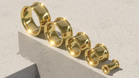 DOUBLE FLARE EAR TUNNELS - 9ct & 14ct Gold