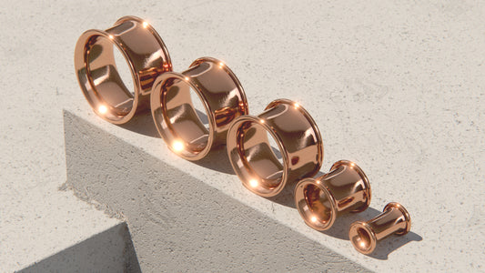 DOUBLE FLARE EAR TUNNELS - 9ct & 14ct Rose Gold