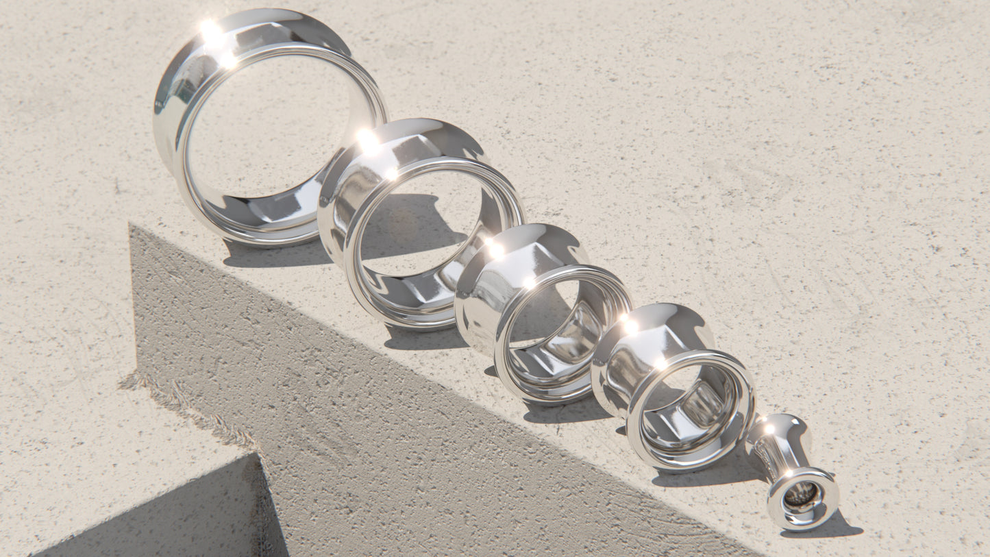 DOUBLE FLARE EAR TUNNELS - Sterling Silver
