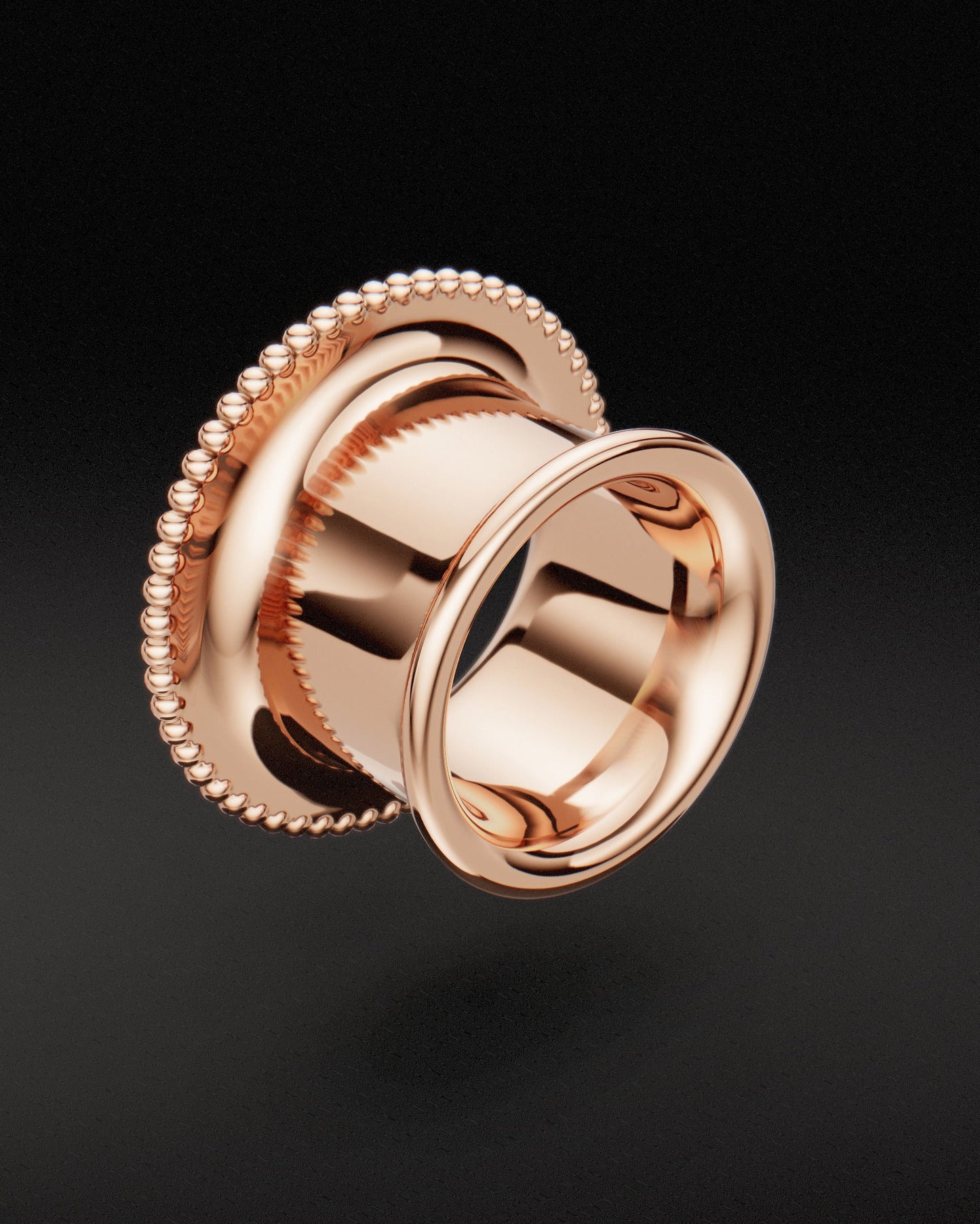 BEADED EDGE MAYAN FLARE EAR TUNNELS - 9ct & 14ct Rose Gold