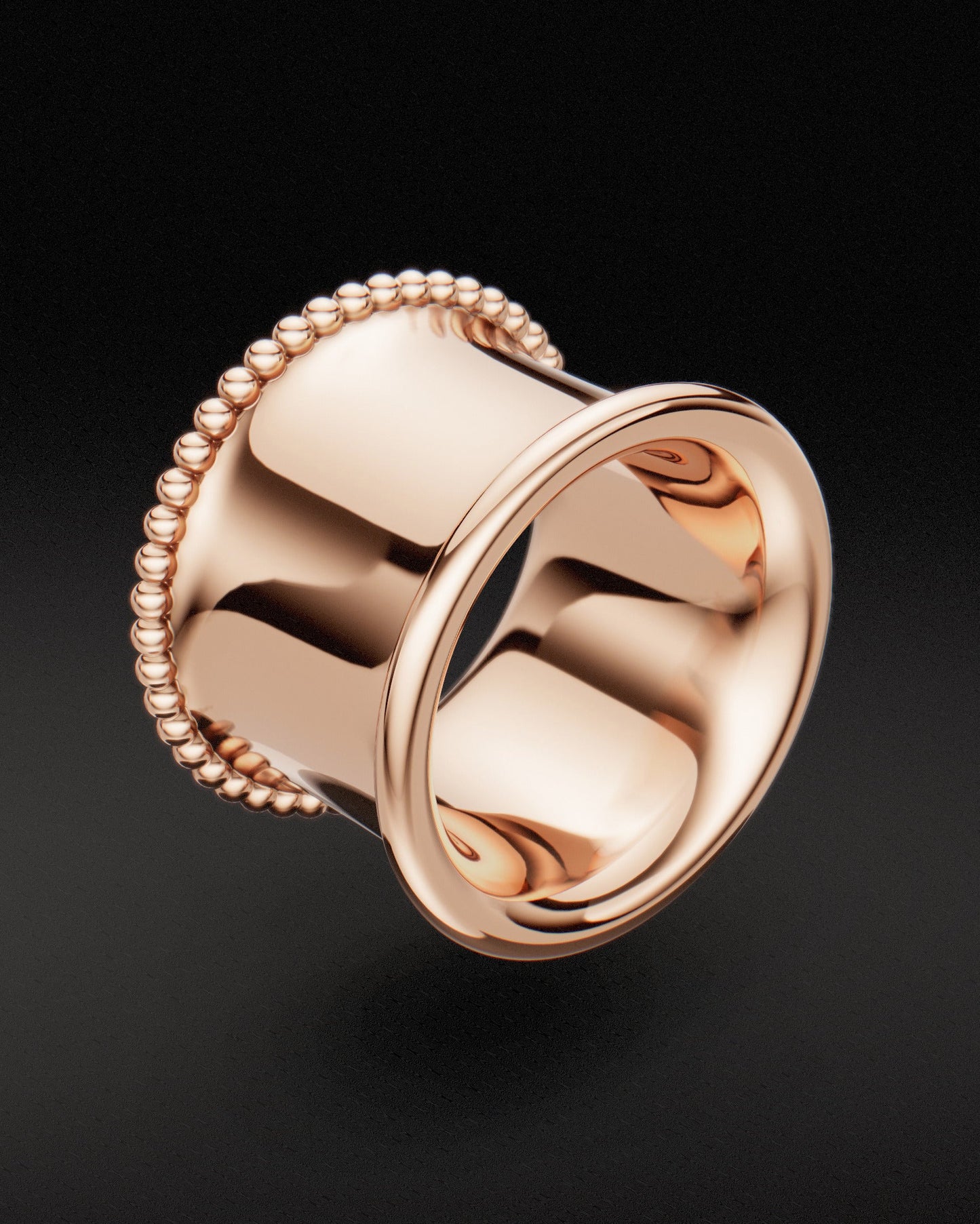 BEADED EDGE DOUBLE FLARE EAR TUNNELS - 9ct & 14ct Rose Gold