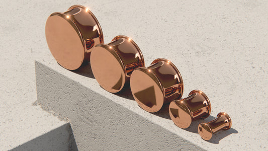 CAPPED EAR PLUGS - 9ct & 14ct Rose Gold