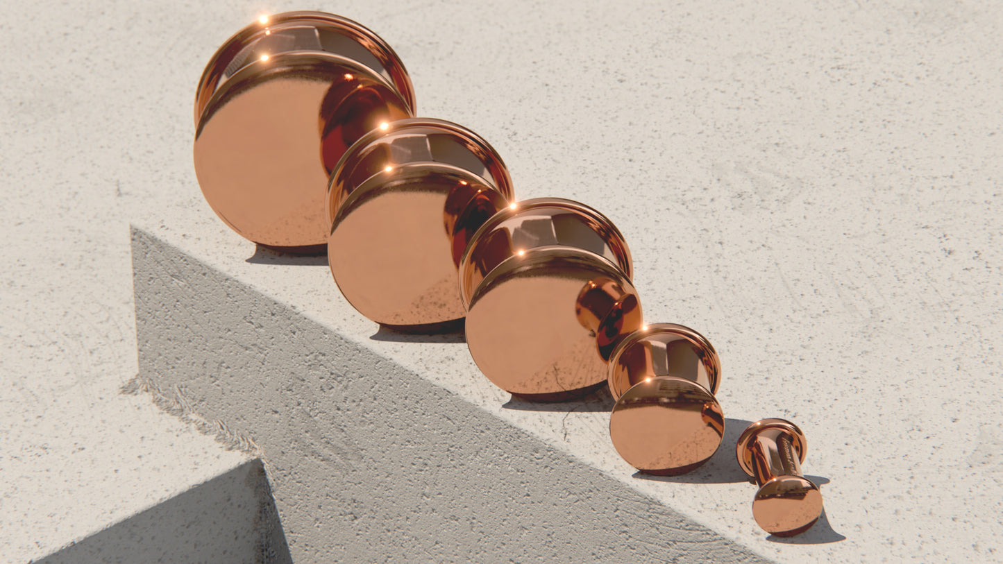 Capped Ear Plugs - 9ct & 14ct Rose Gold