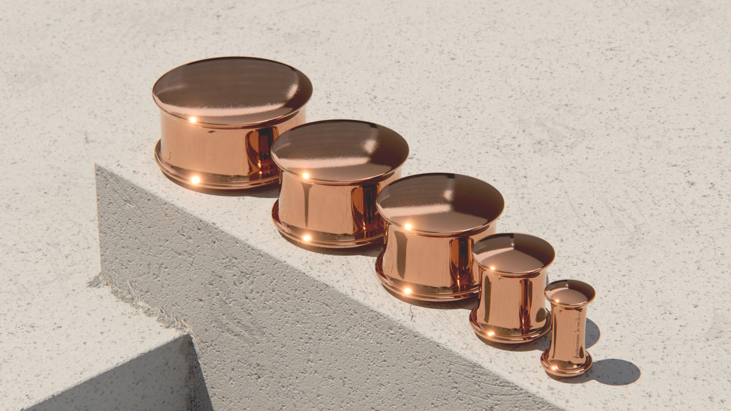Capped Ear Plugs - 9ct & 14ct Rose Gold