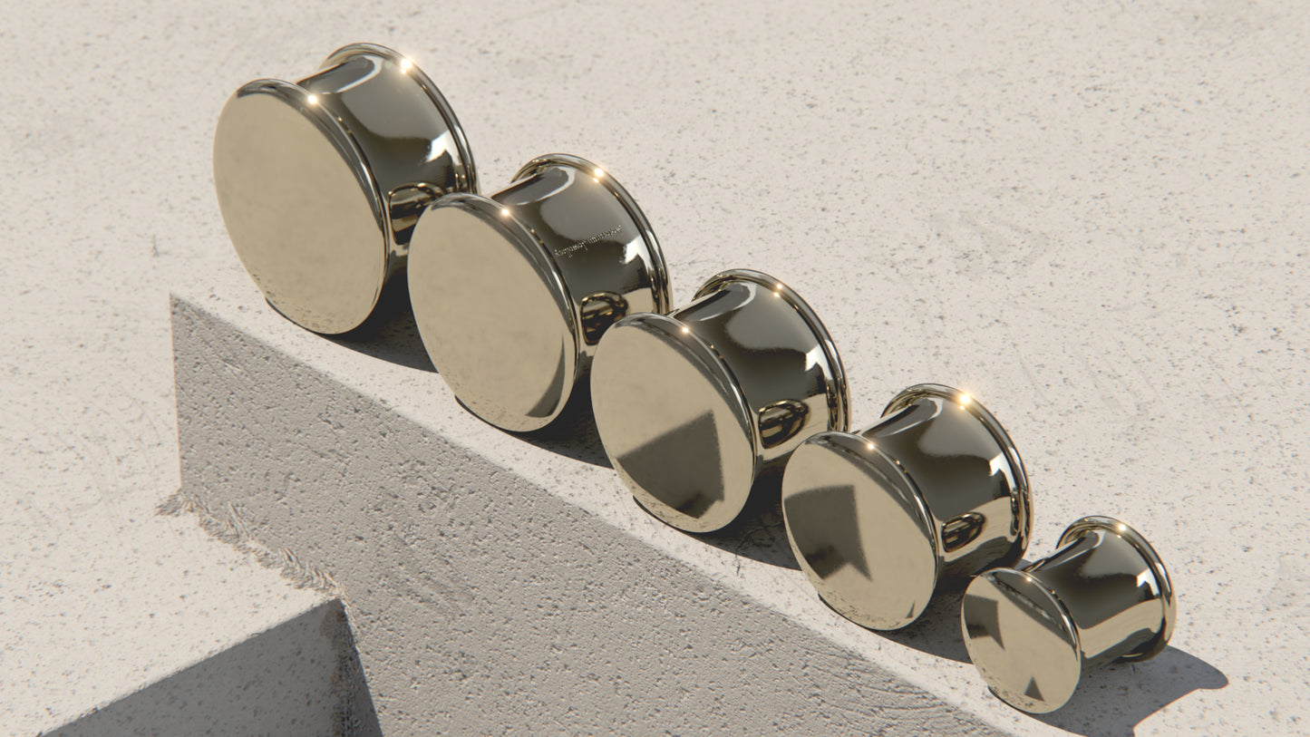 CAPPED EAR PLUGS - 9ct & 14ct White Gold