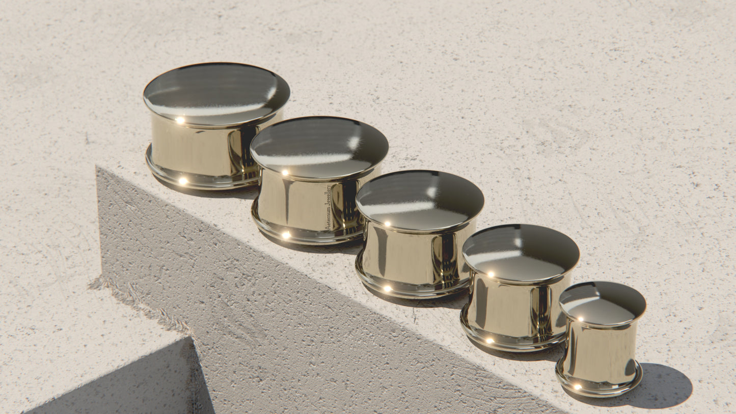 CAPPED EAR PLUGS - 9ct & 14ct White Gold