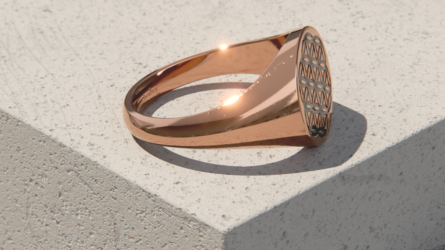 Flower of Life Signet Ring - 9ct & 14ct Rose Gold