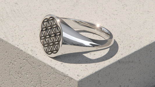 FLOWER OF LIFE SIGNET RING - Sterling Silver