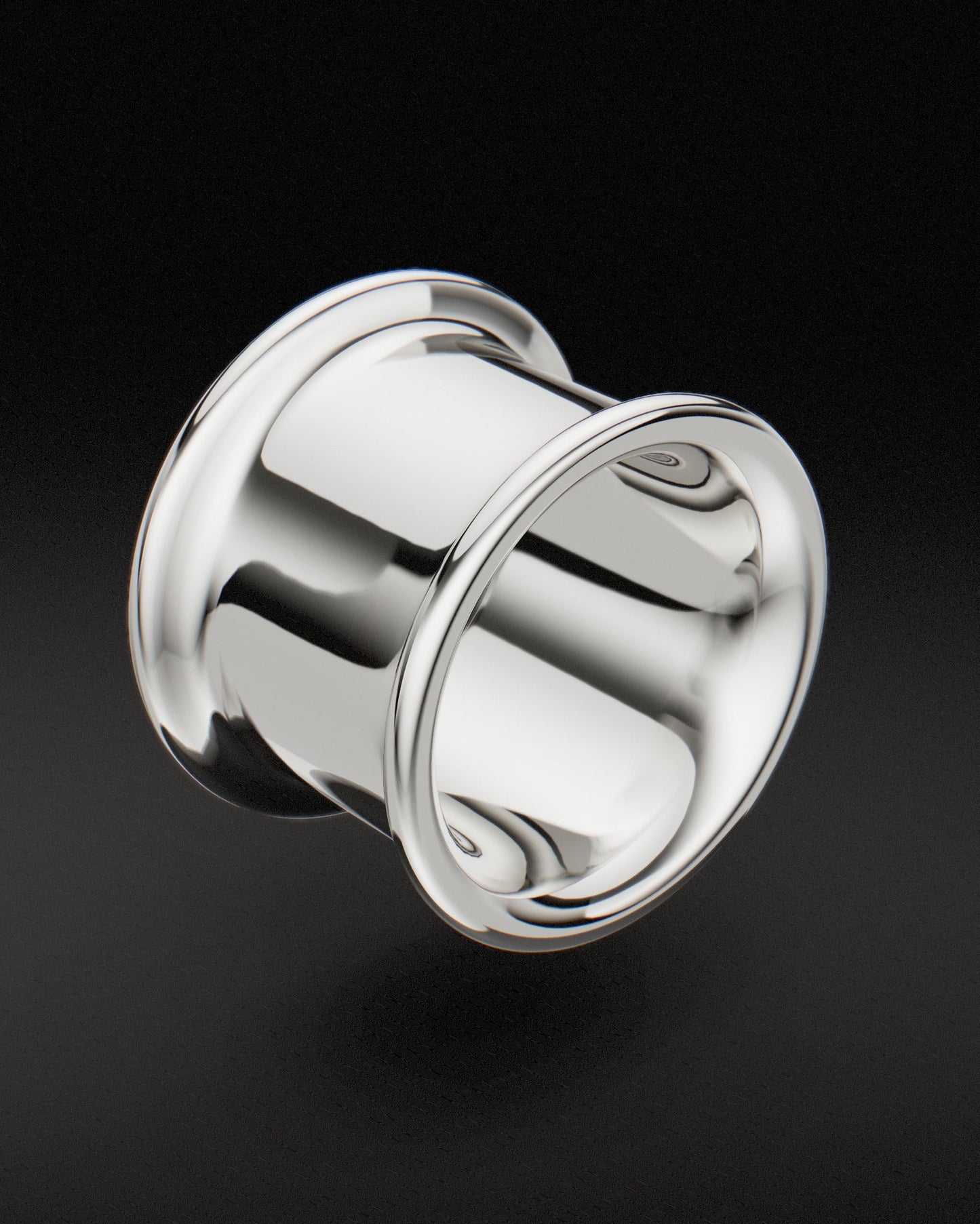 GRAIN SET DIAMOND DOUBLE FLARE EAR TUNNELS - 9ct & 14ct White Gold - Natural Diamonds