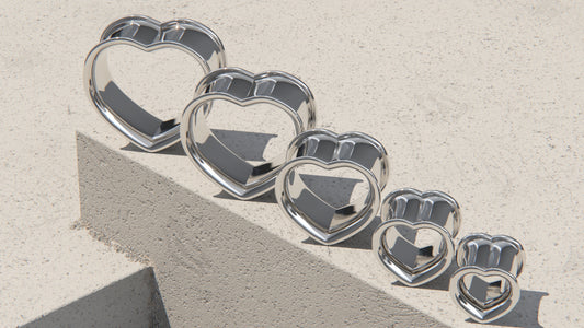 DOUBLE FLARE HEART SHAPED EAR TUNNELS - Sterling Silver