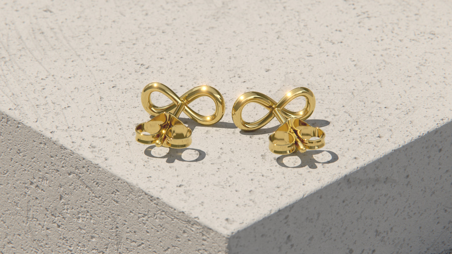Infinity Ear Studs - 9ct & 18ct Gold