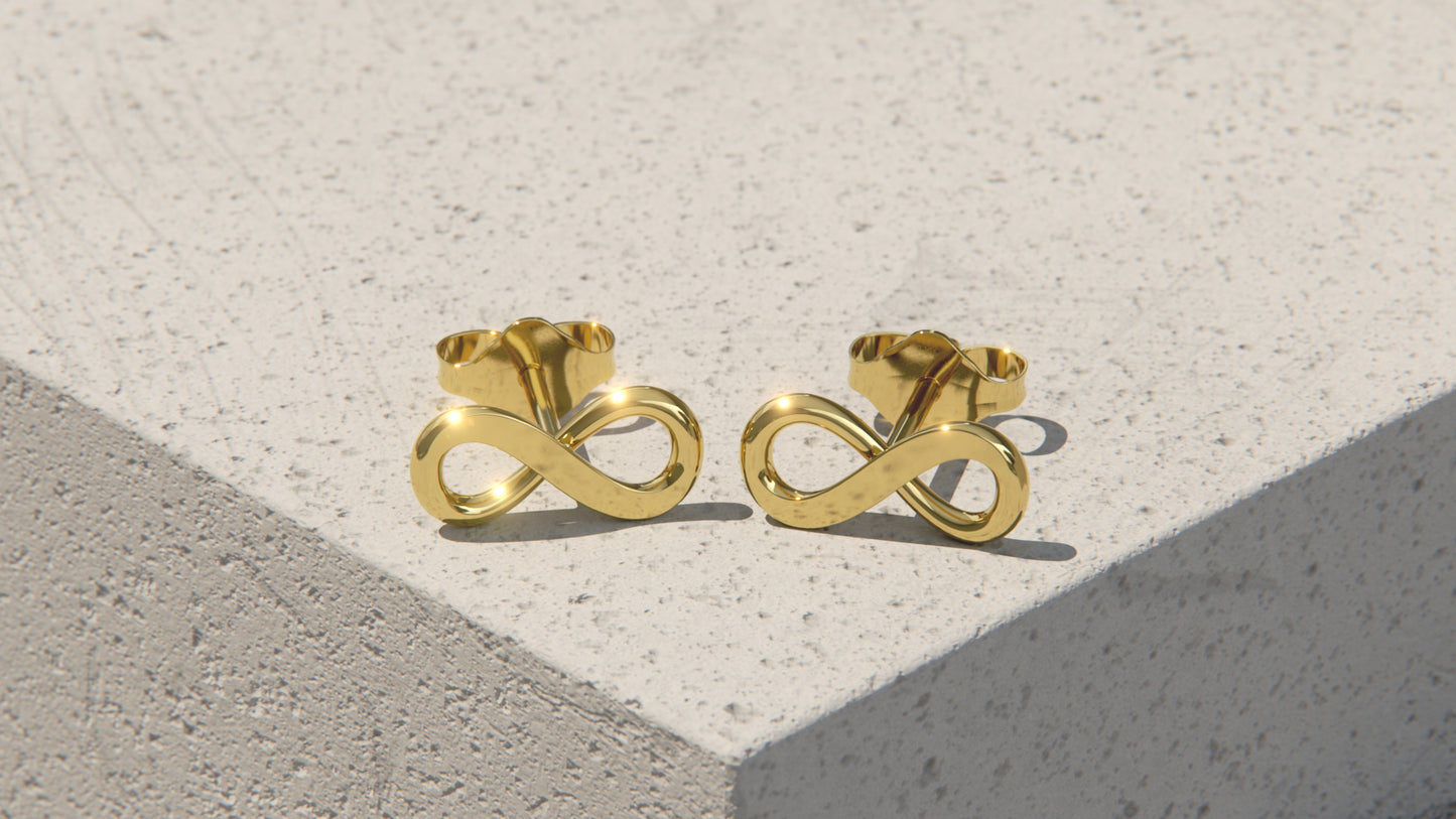 Infinity Ear Studs - 9ct & 18ct Gold