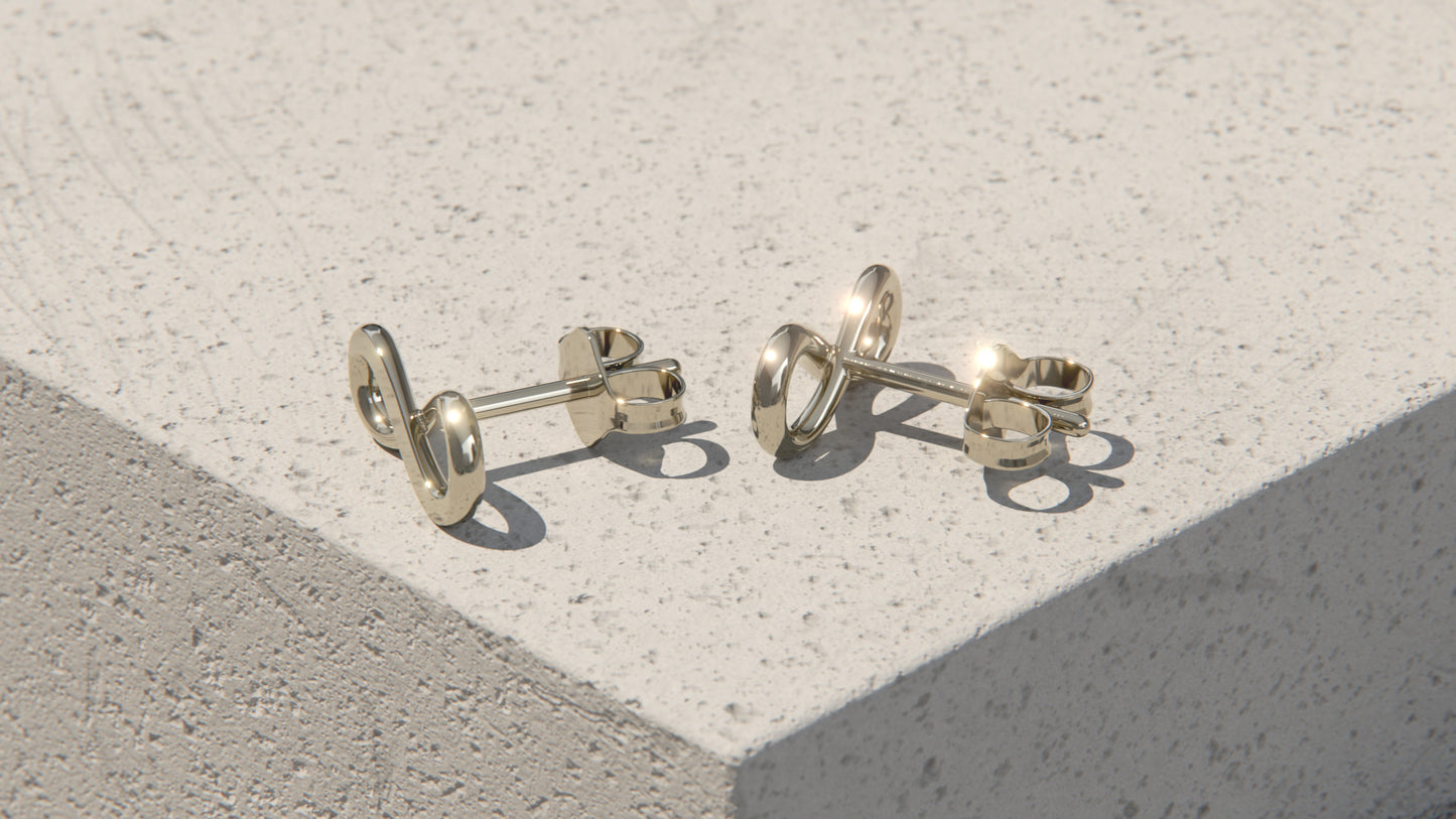 Infinity Ear Studs - 9ct & 18ct White Gold