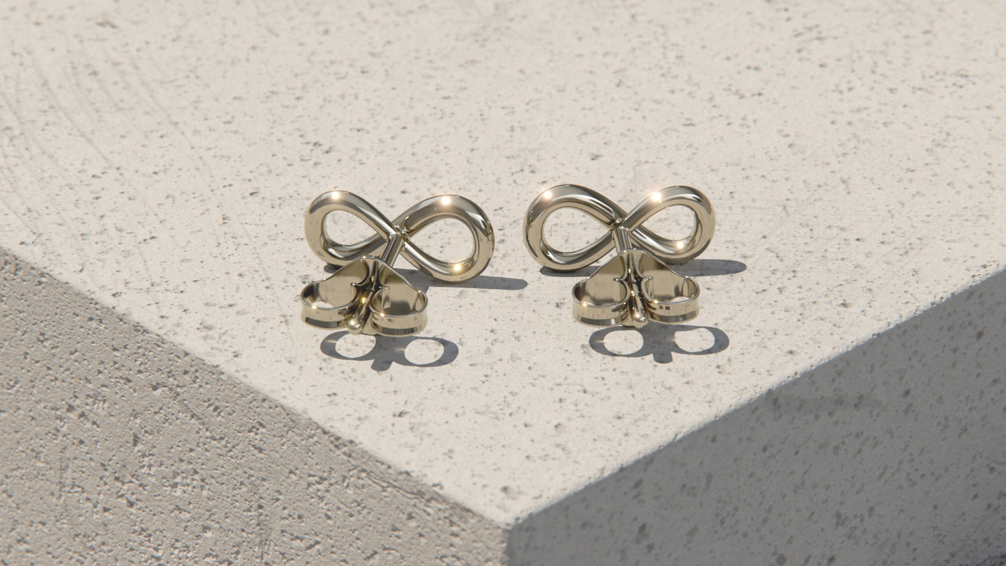 Infinity Ear Studs - 9ct & 18ct White Gold