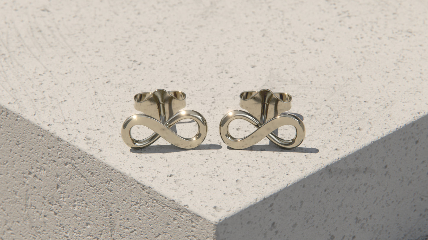 Infinity Ear Studs - 9ct & 18ct White Gold