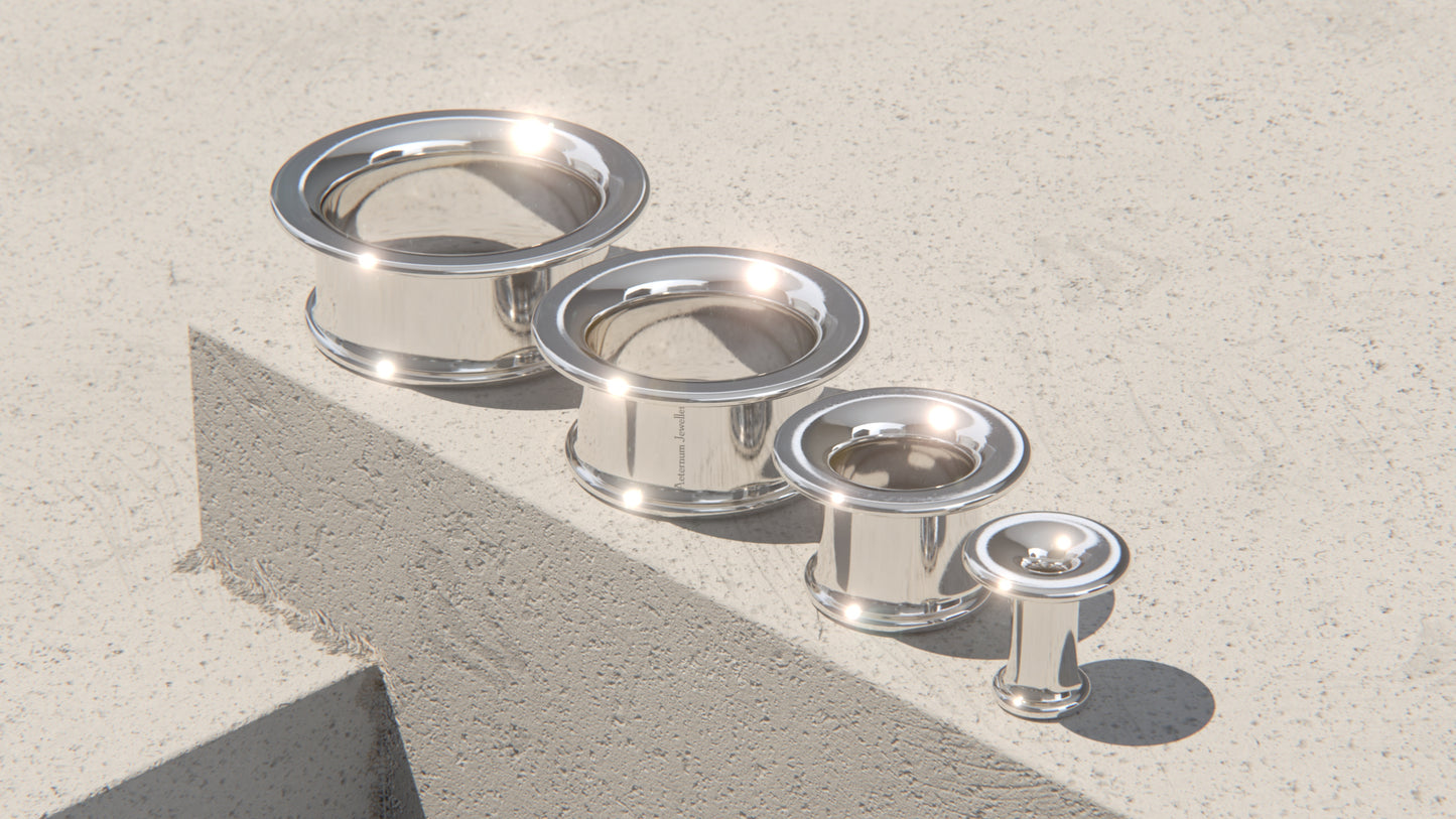 MAYAN FLARE EAR TUNNELS - Sterling Silver