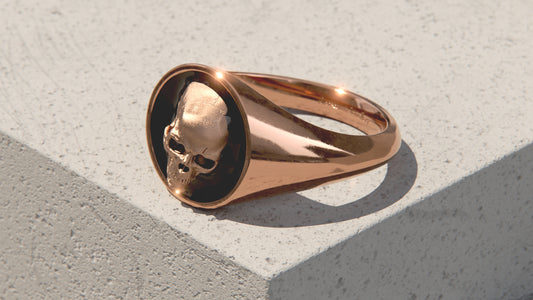 The Void - Anillo tipo sello Memento Mori - Oro rosa de 9 quilates