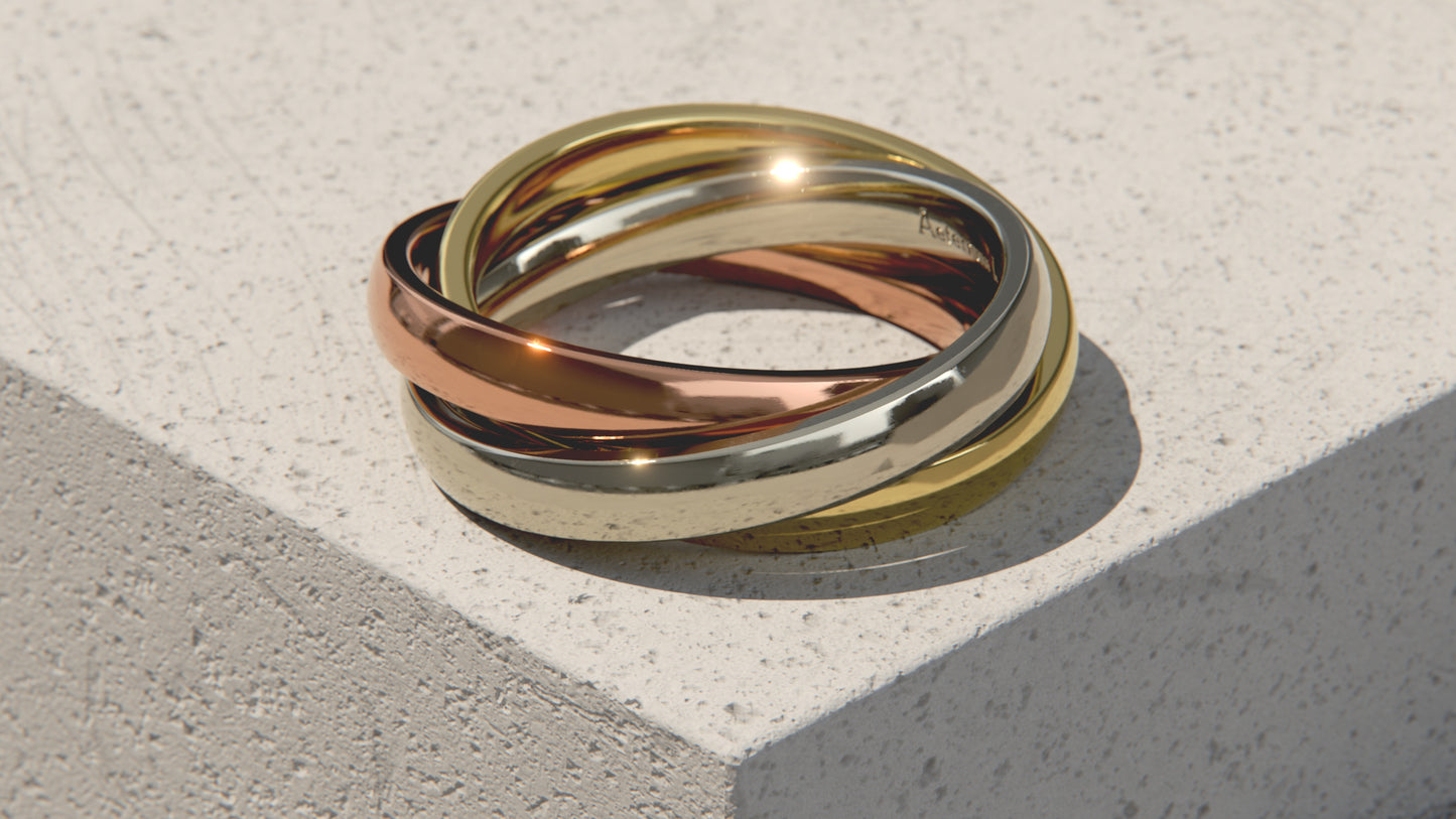 Russian Wedding Ring - Three Colour - 9ct Gold