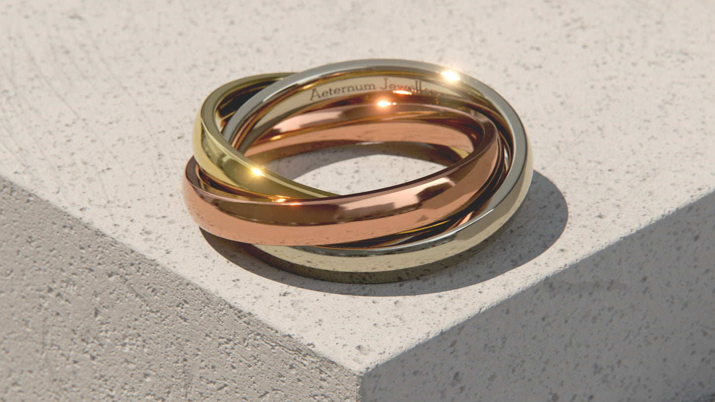 Russian Wedding Ring - Three Colour - 9ct Gold