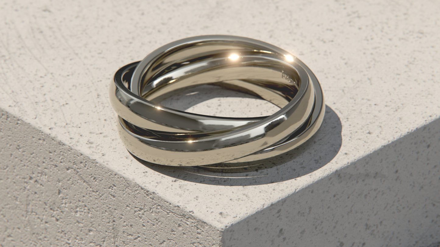 Russian Wedding Ring - Single Colour - 9ct White