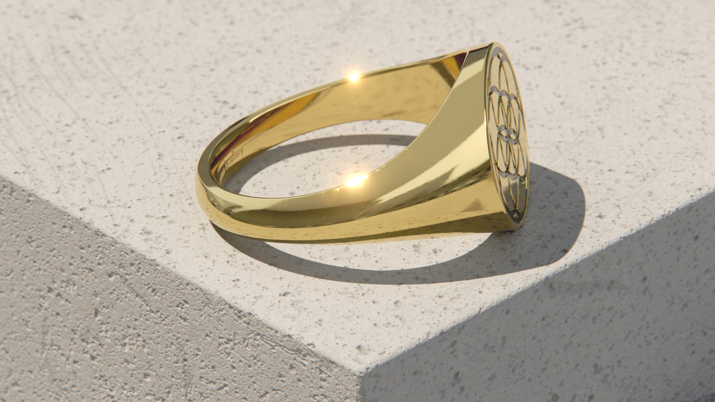 SEED OF LIFE SIGNET RING - 9ct & 14ct Gold