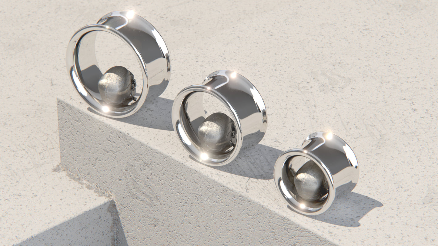 MEMENTO MORI EAR TUNNELS - Sterling Silver