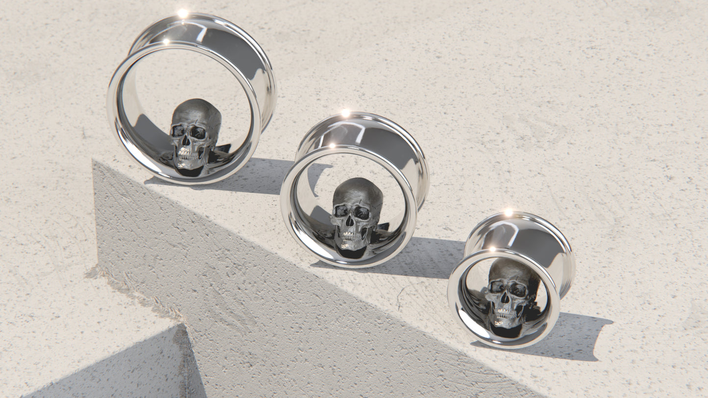 MEMENTO MORI EAR TUNNELS - Sterling Silver