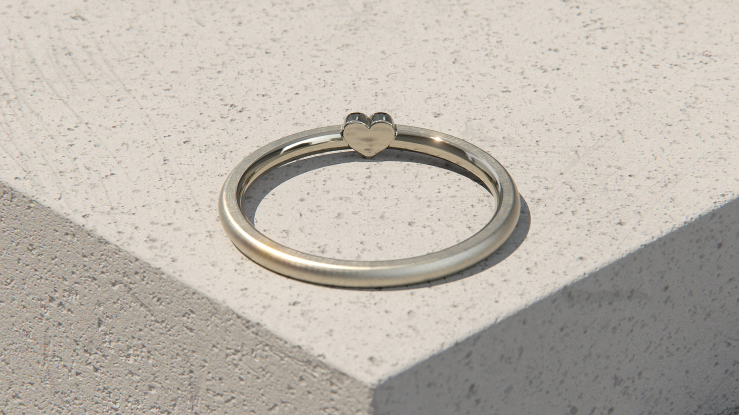 Dainty Heart Ring - 9ct White Gold
