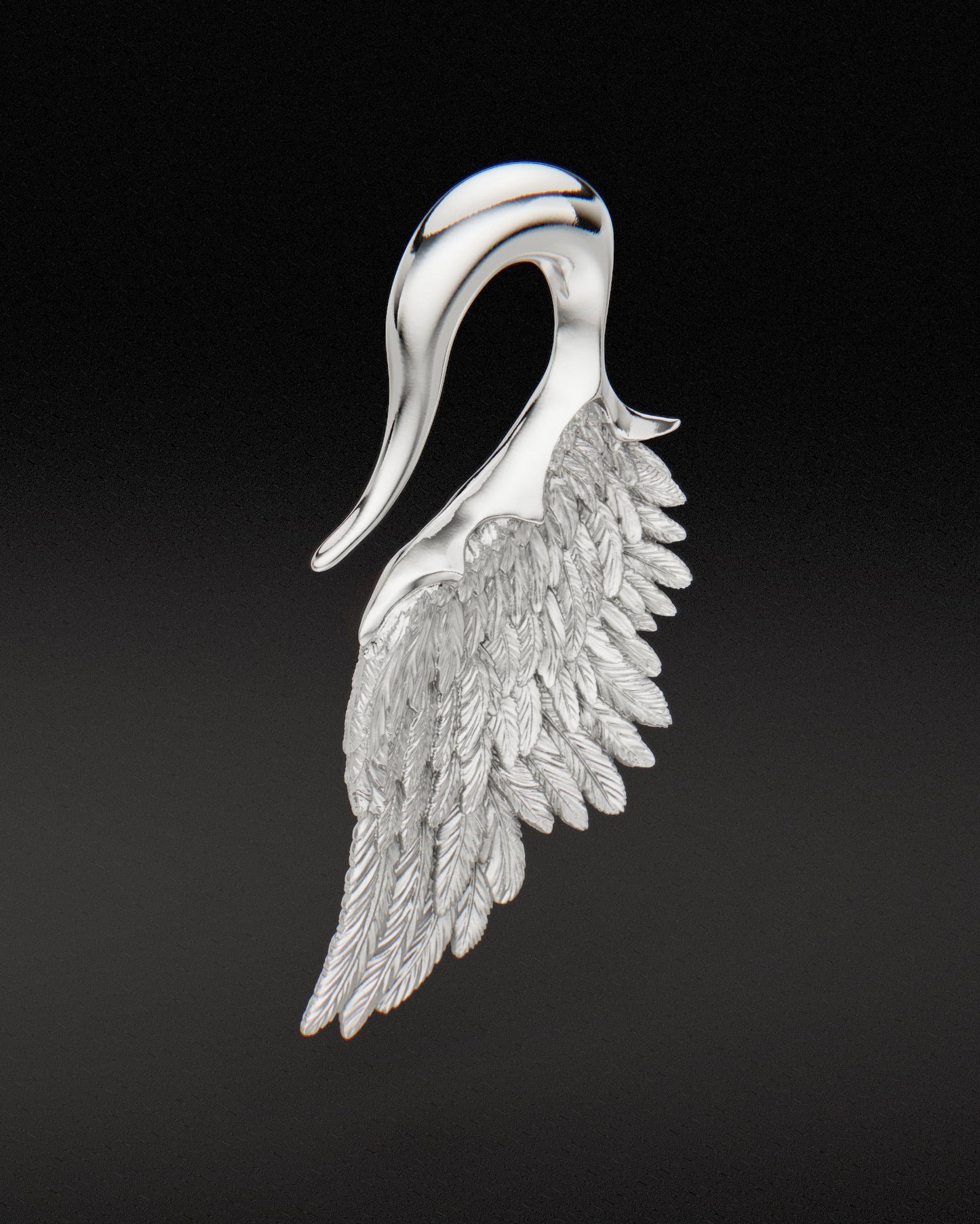 Pesas para orejas con alas de ángel - Oro blanco de 9 quilates 