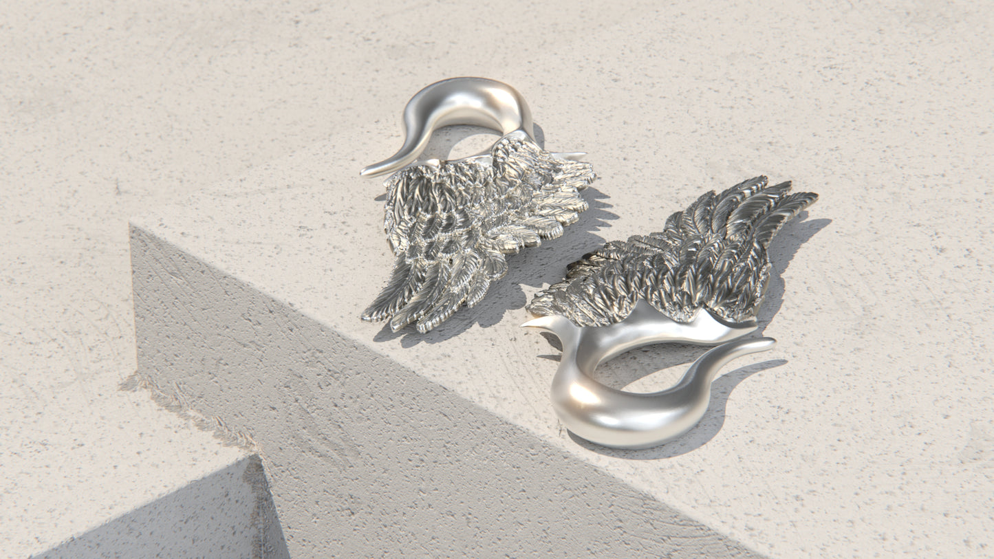 Wings Of The Fallen - Ear Weights - Sterling Silver