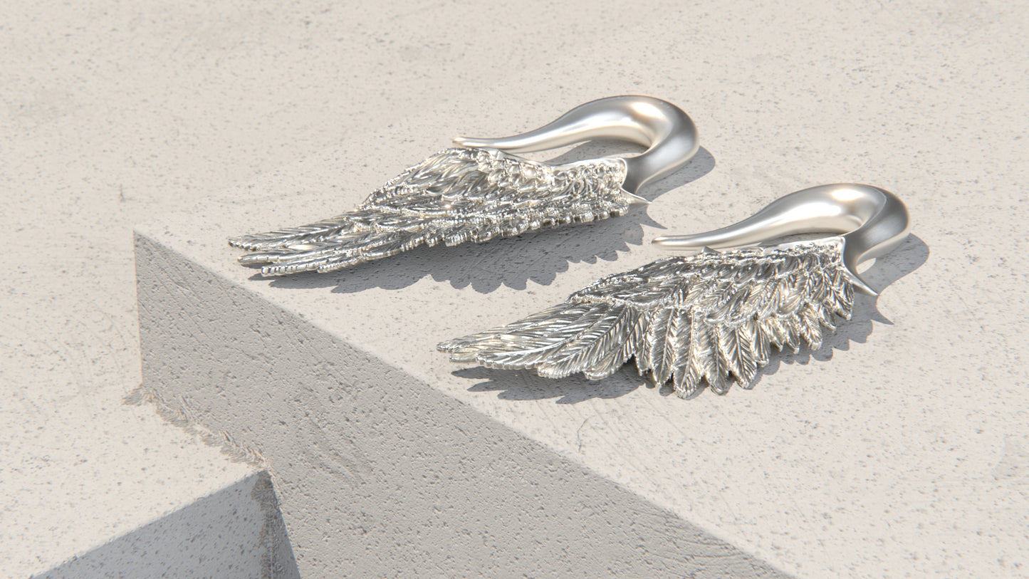 Wings Of The Fallen - Ear Weights - Sterling Silver