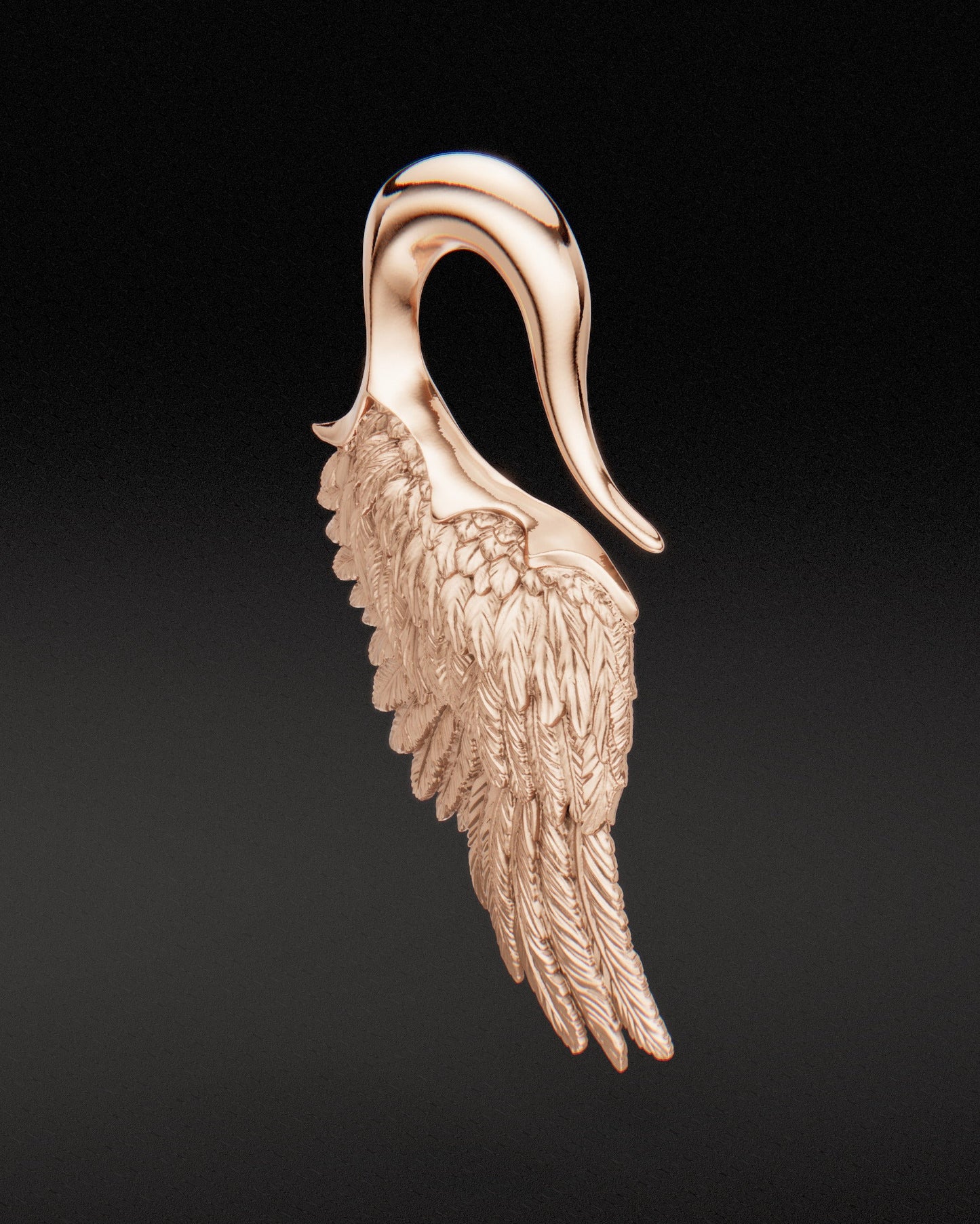 Pesas para orejas con alas de ángel - Oro rosa de 9 quilates 