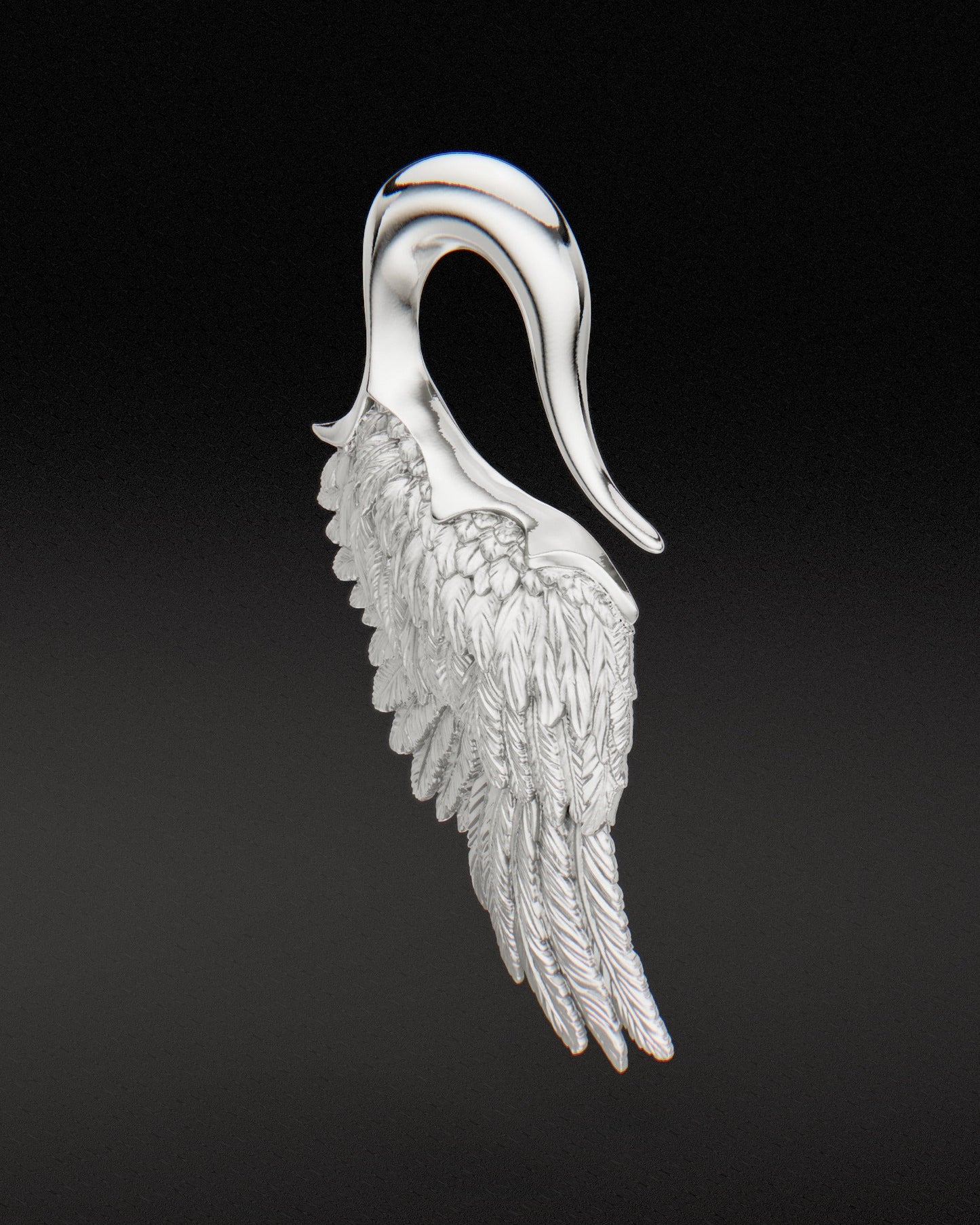 Pesas para orejas con alas de ángel - Oro blanco de 9 quilates 