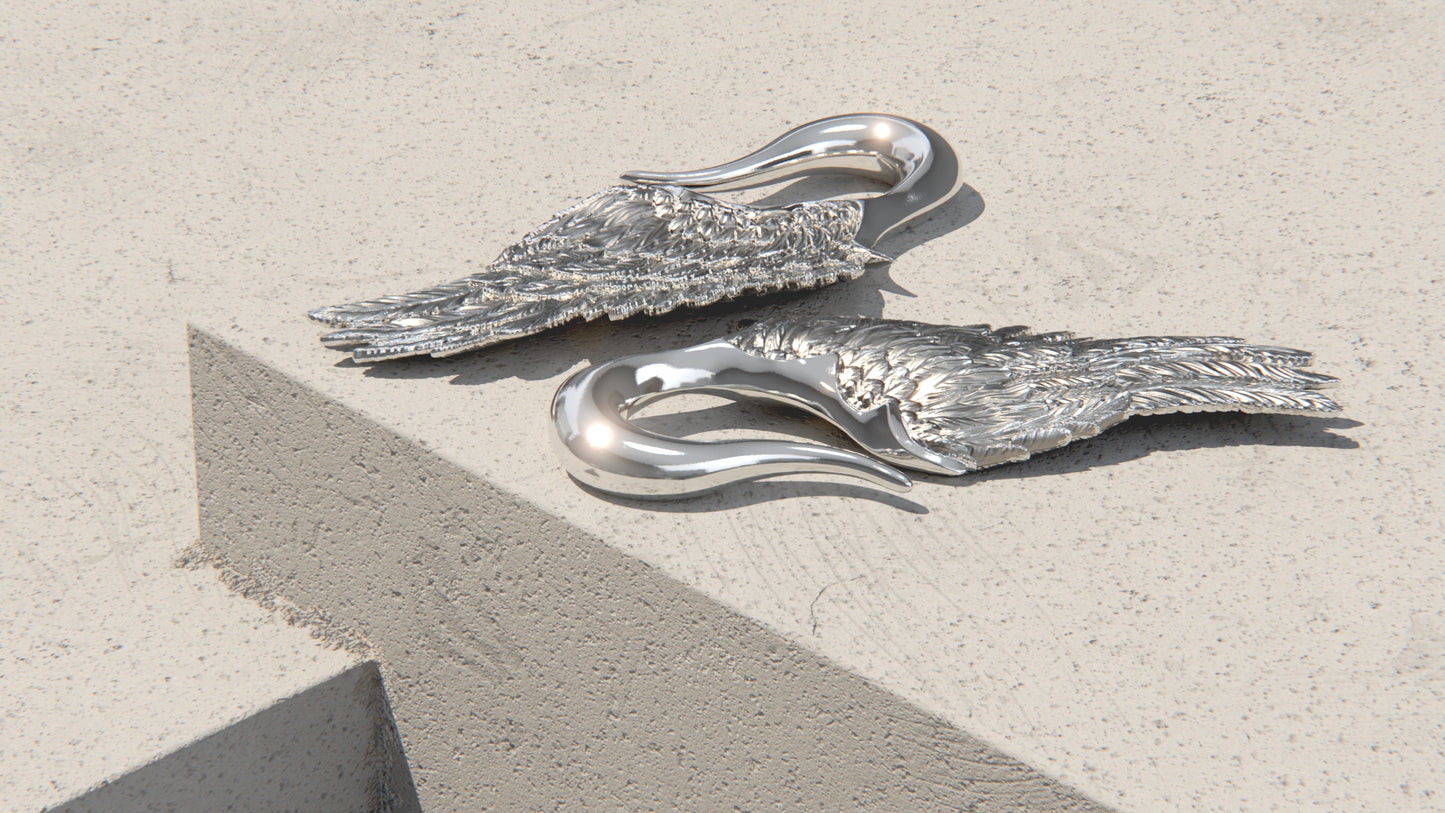 Wings Of The Fallen - Ear Weights - Sterling Silver