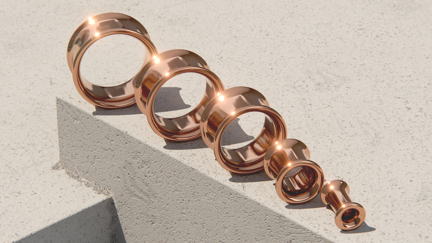 Double Flare Ear Tunnels - 9ct & 14ct Rose Gold