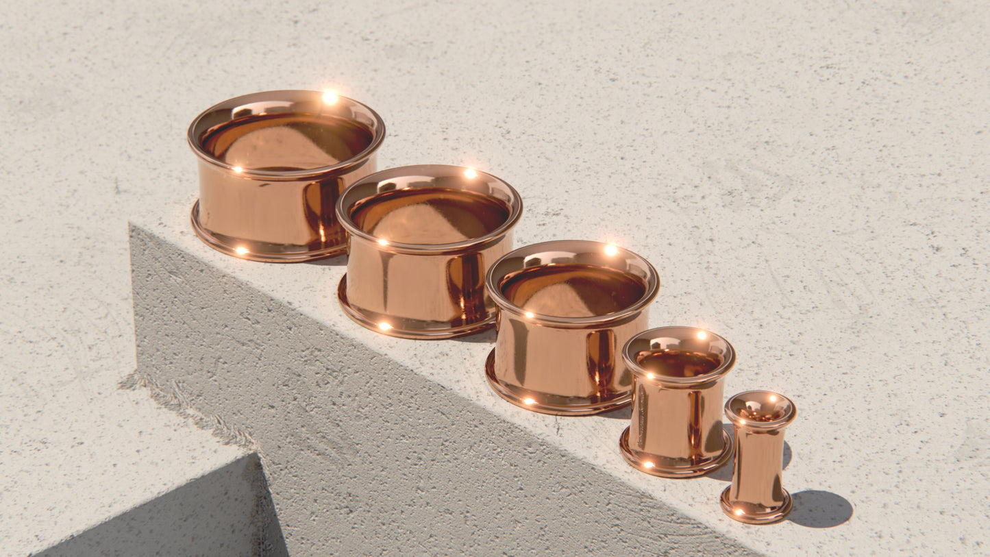 Double Flare Ear Tunnels - 9ct & 14ct Rose Gold