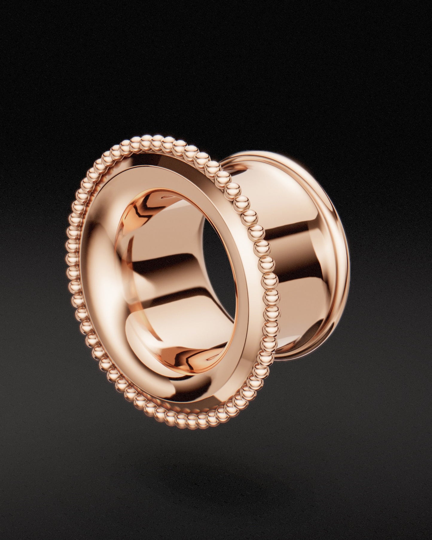 BEADED EDGE MAYAN FLARE EAR TUNNELS - 9ct & 14ct Rose Gold