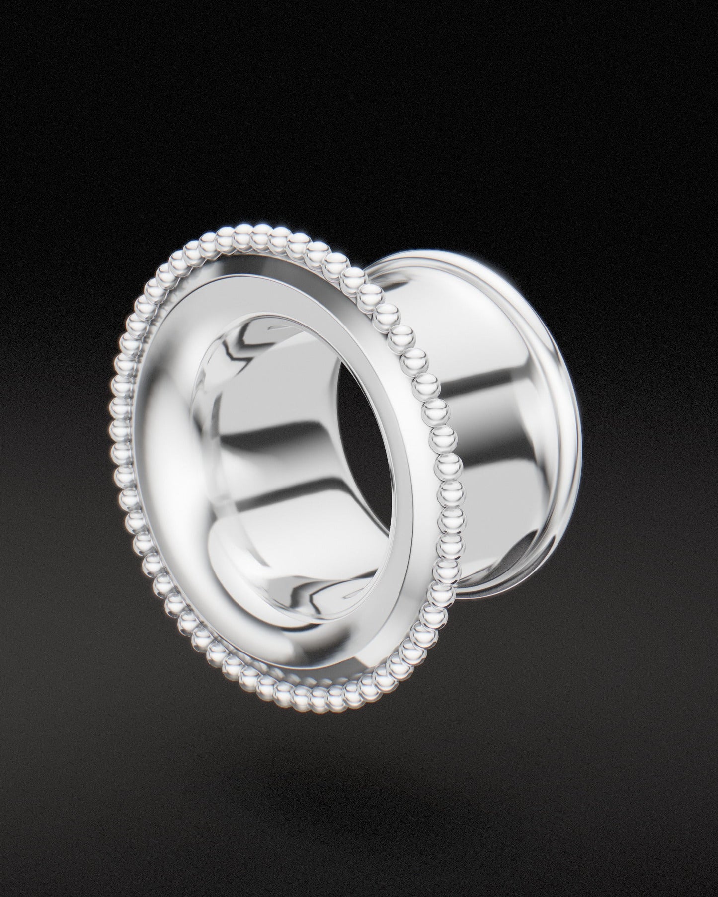 BEADED MAYAN FLARE EAR TUNNELS - Sterling Silver