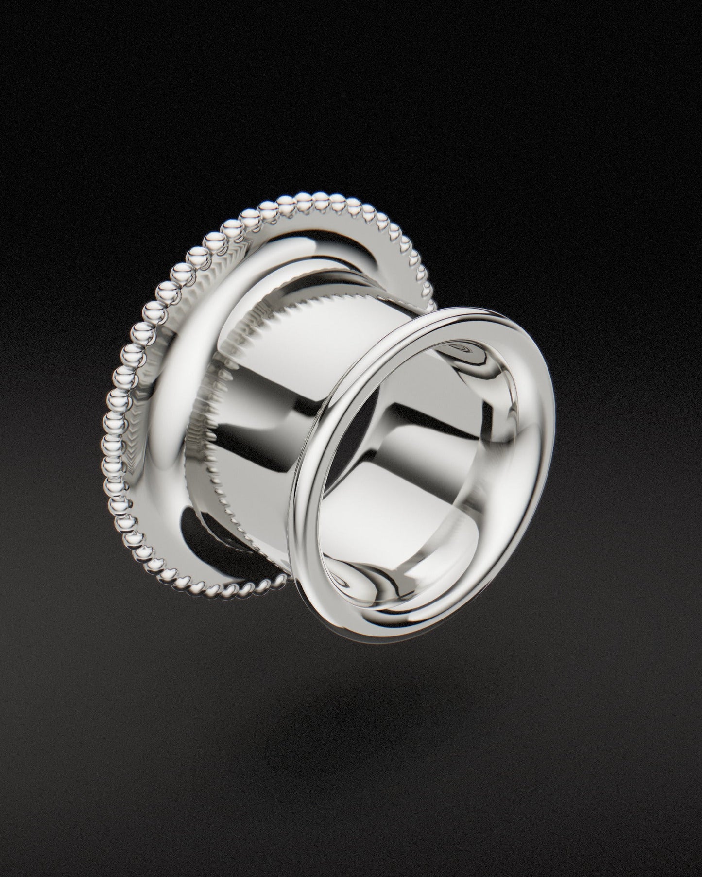 BEADED EDGE MAYAN FLARE EAR TUNNELS - 9ct & 14ct White Gold