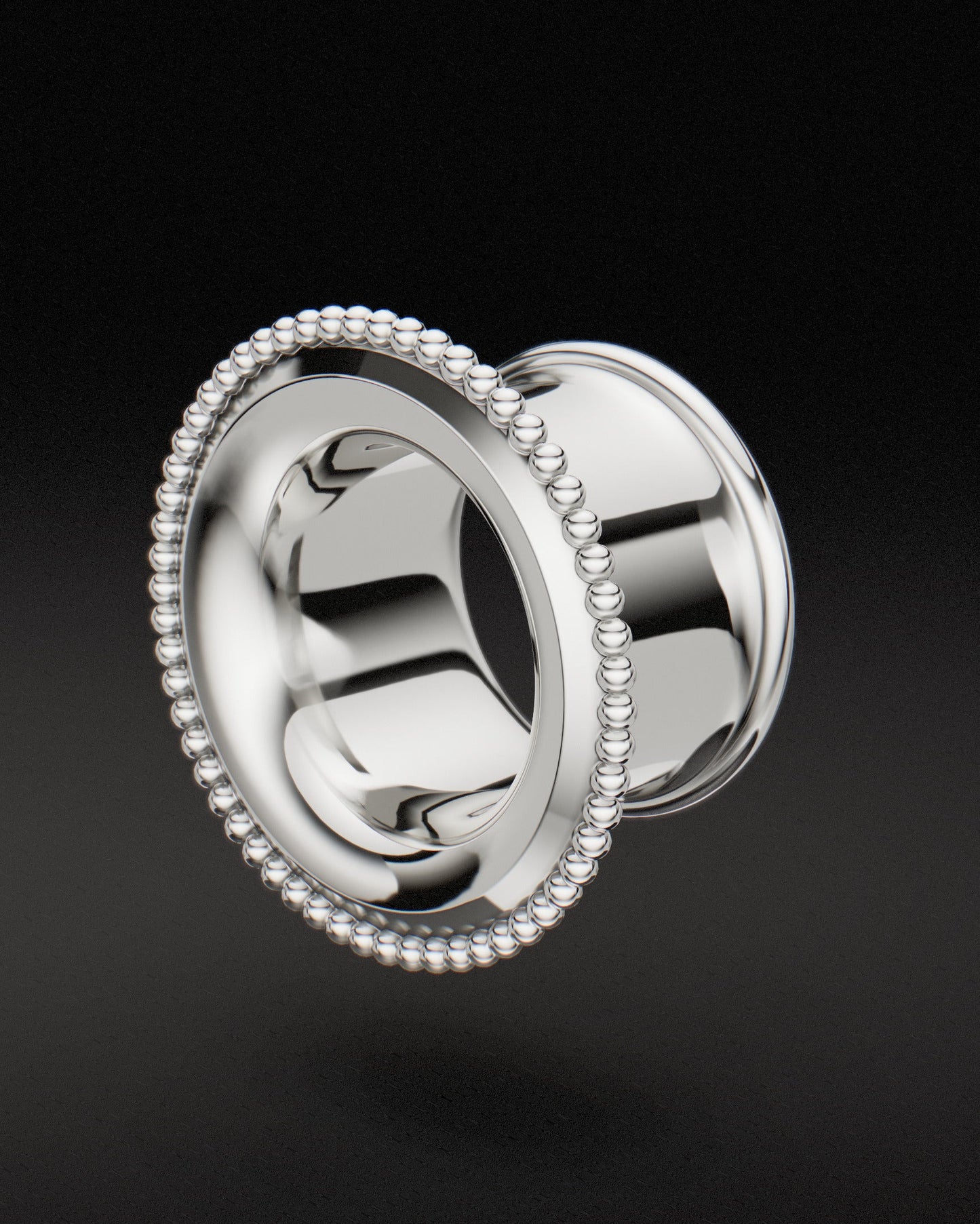 BEADED EDGE MAYAN FLARE EAR TUNNELS - 9ct & 14ct White Gold