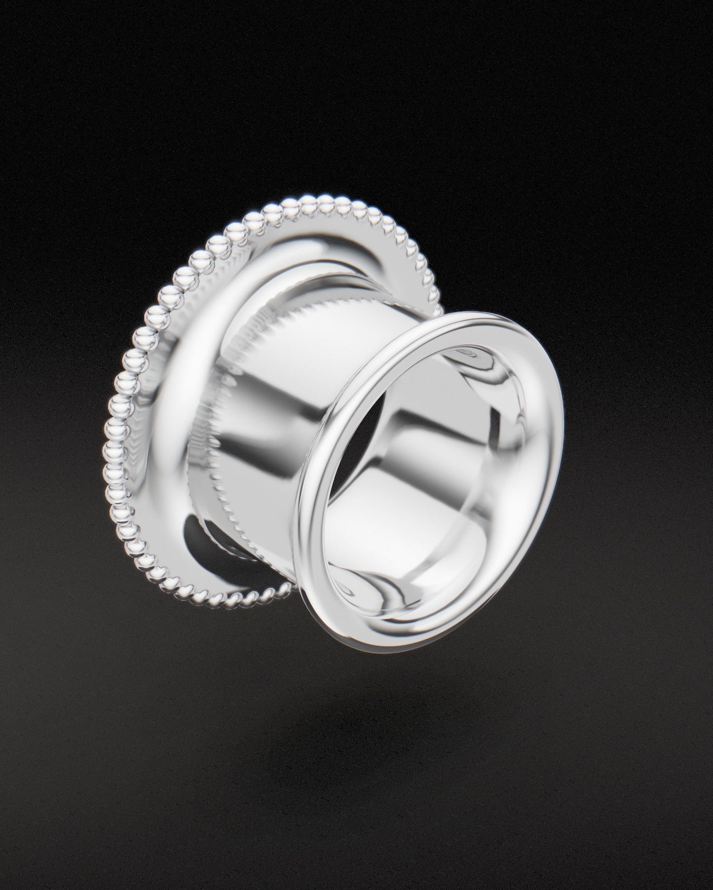 BEADED MAYAN FLARE EAR TUNNELS - Sterling Silver