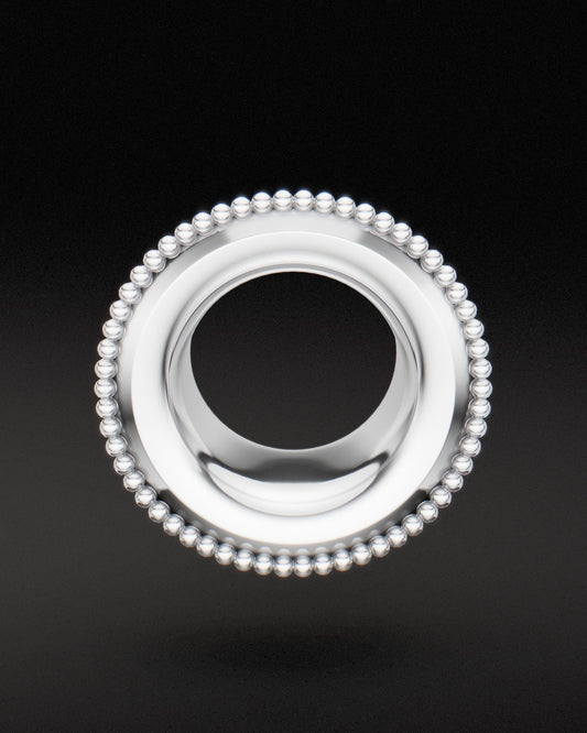 BEADED MAYAN FLARE EAR TUNNELS - Sterling Silver