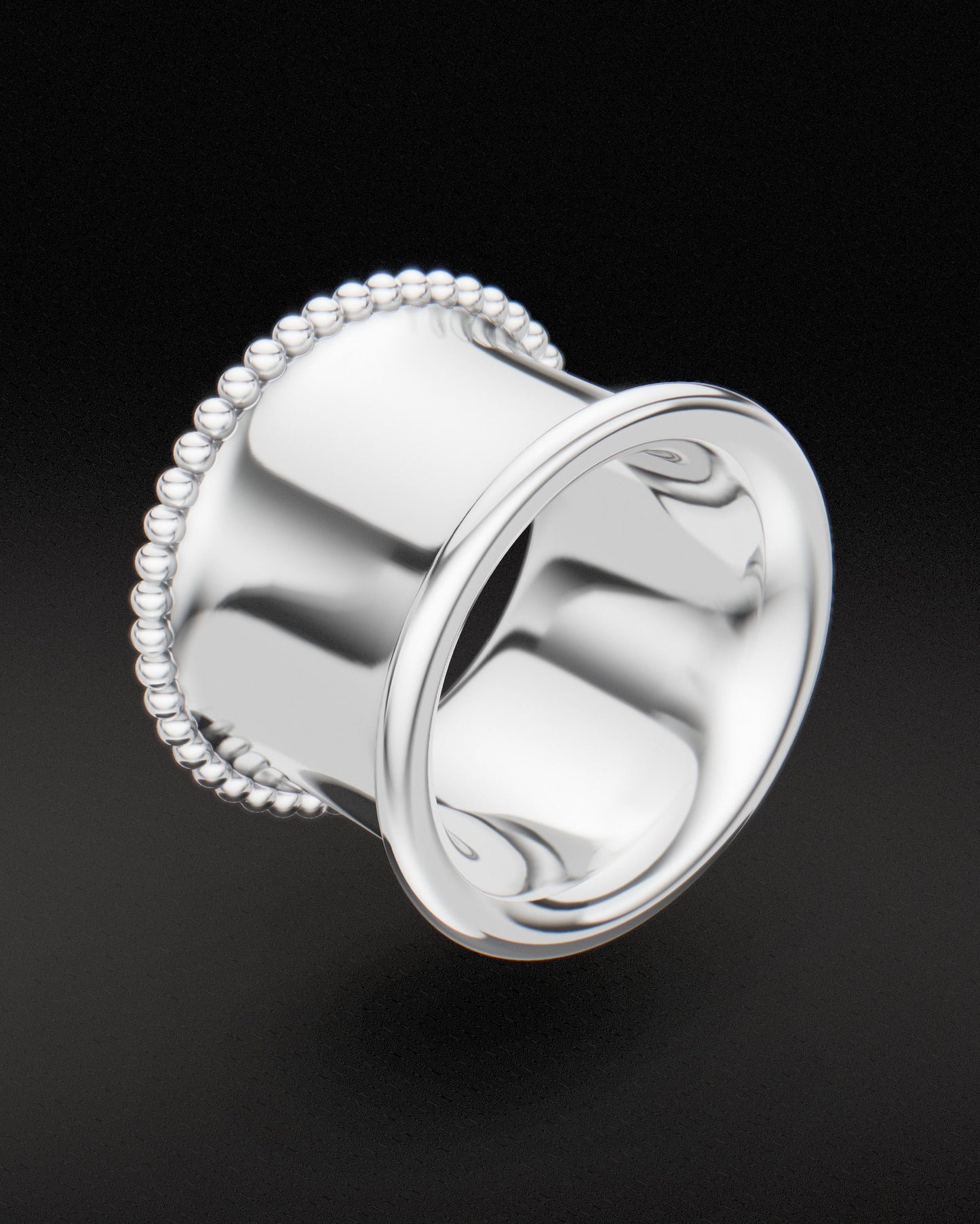 BEADED DOUBLE FLARE EAR TUNNELS - Sterling Silver